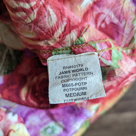 Jams World Red Potpourri Floral Mens Medium Button Down Shirt - Picture 6 of 8